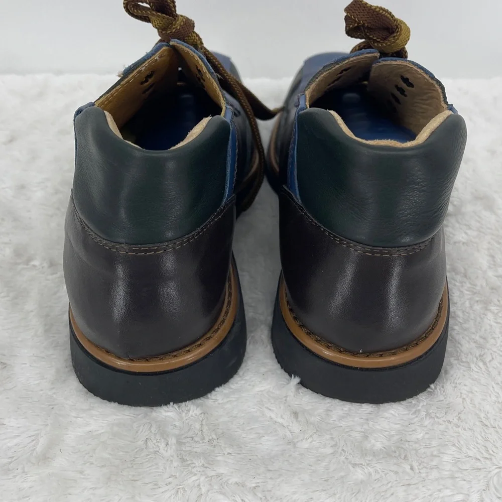 PRATESI MENS SIZE 42  Blue and Black Oxfords with Brown Laces
